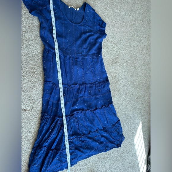 SOFT SURROUNDINGS Kara Shimmer Tiered Sequin Maxi Dress Blue Fairy Boho Y2K xl - Picture 14 of 15